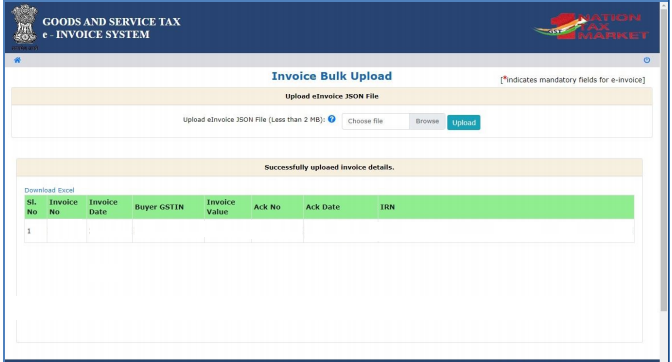 Click on the confirm button to generate a 64-character length Invoice Reference Number (IRN) for each
