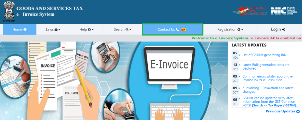 Click on the Contact Us button from the menu bar.