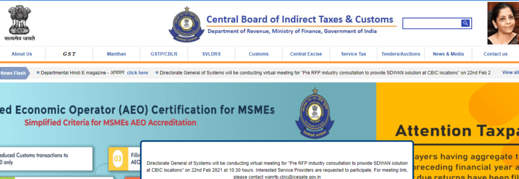 Open the CBIC website