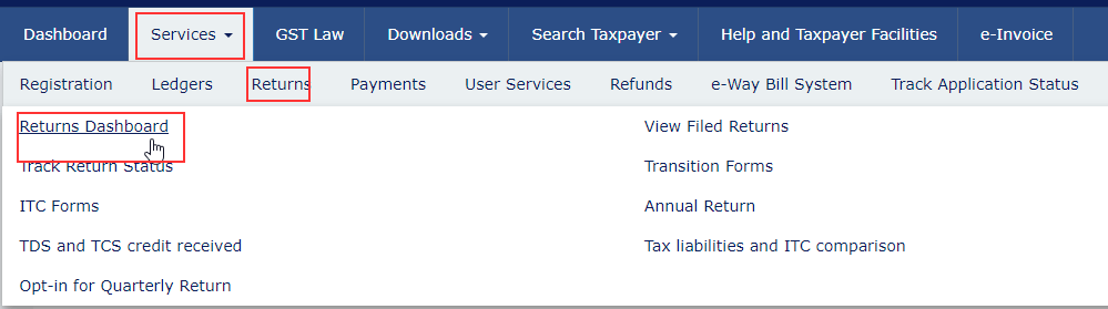 Then go to the Returns Dashboard