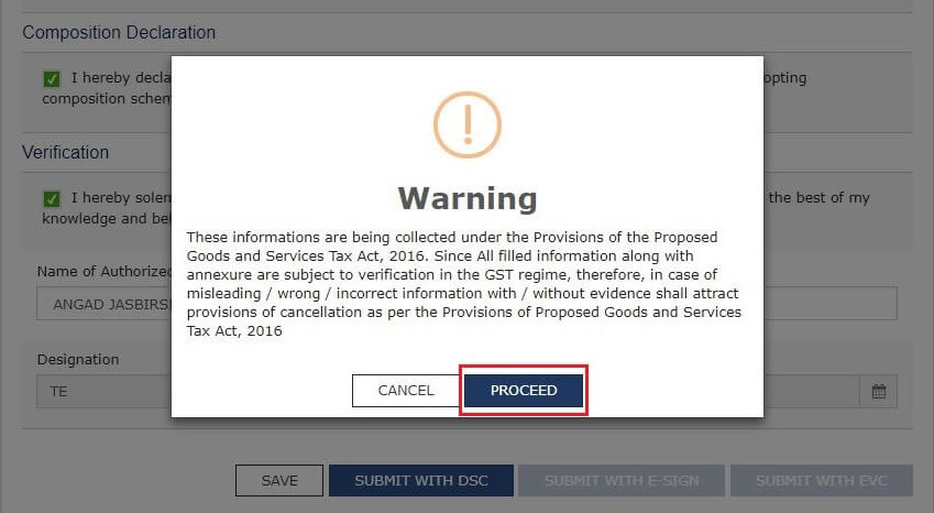 Warning message